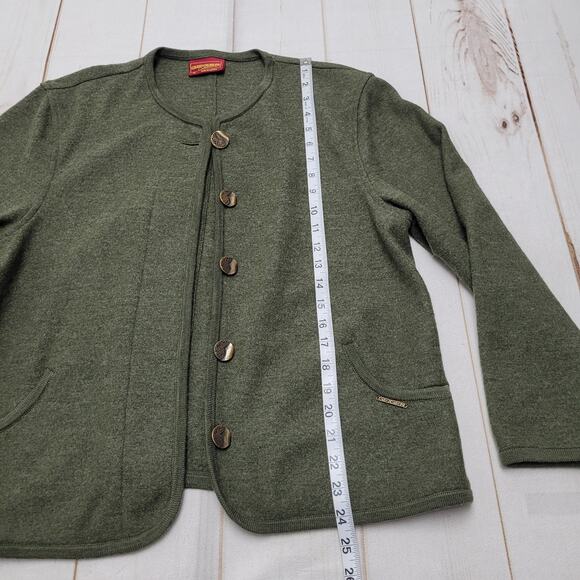 Vintage Geiger Austria green 100% pure boiled wool sweater lagenlook jacket - Picture 2 of 9